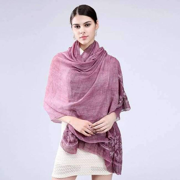 Planet Gates Wine red / 200 X 95 cm New Vintga Floral Embroidery Scarf and Wrap for Women Chinese Style 200*95 cm Overlength Retro Flower Beach Shawl