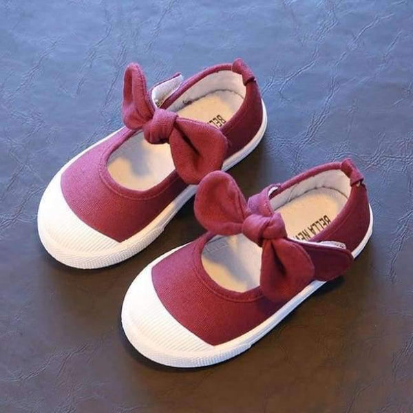 Planet Gates wine red / 5.5 Baby Girl Shoes Canvas Casual Kids Shoes With Bowtie Bow-knot Solid Candy Color Girls Sneakers Children Soft Shoes 21-30