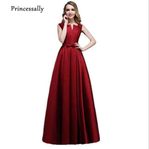 Planet Gates wine red / 6 Quality Wine Red Bridesmaid Dresses Long Thick Satin Floor Length Elegant Prom Party Dresses Vestido Da Dama De Honra 2017