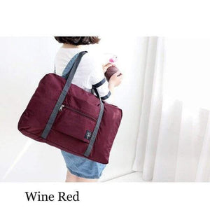 Planet Gates Wine red bag Large Capacity Nylon Unisex Travel Bags Foldable Suitcase Luggage Bags Travel Package Airplane Packing Handbag