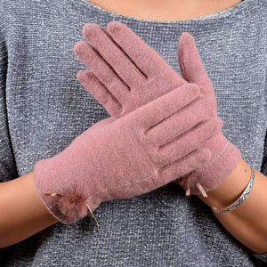 Planet Gates wine red [BYSIFA] Winter Mink ball Wool Women Gloves Fashion Warm Ladies Thick Gloves Elegant Soft Mittens Gloves Pink,Coffee,Grey,Black