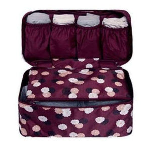 Planet Gates wine red flower Travel Stroage Bag Lady Make up cosmetic Toiletries Clothes Bra organization Weekend Overnight Underwear Accessories