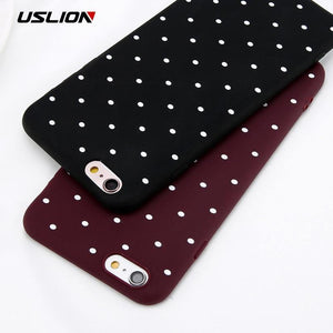 Planet Gates Wine Red / For iPhone 6 6S USLION Wine Red Ploka Dots Phone Case For iPhone 6 6s Plus XS Max Wave Point Cover Soft TPU Case For iPhone XR X 8 7 Plus 5 S SE
