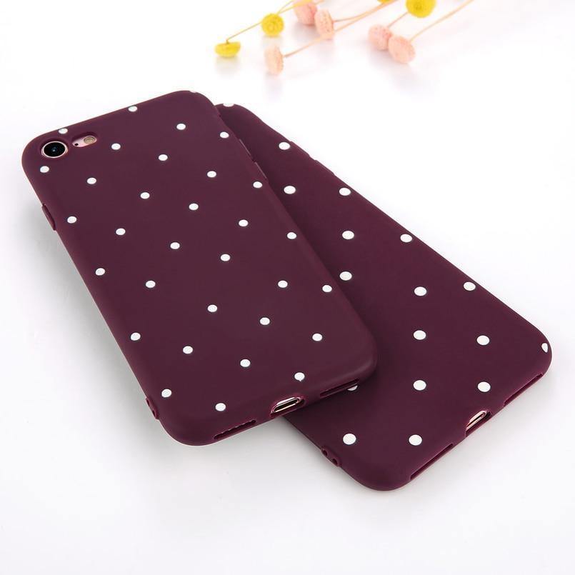 USLION Wave Point Phone Case For iPhone 8 Plus Wine Red Ploka Dots Soft TPU Back Cover For iPhone X XR XS Max 7 6 S Plus 5 5S SE - Planet Gates