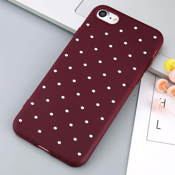 Planet Gates Wine Red / For iPhone 8 USLION Wave Point Phone Case For iPhone 8 Plus Wine Red Ploka Dots Soft TPU Back Cover For iPhone X XR XS Max 7 6 S Plus 5 5S SE