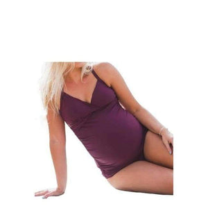 Planet Gates wine  red / L Large Size Maternity Swimwear Comfortable Pregnant Women Swimsuit Pure Color Jumpsuit Beach Wear Pregnancy Clothes Gift