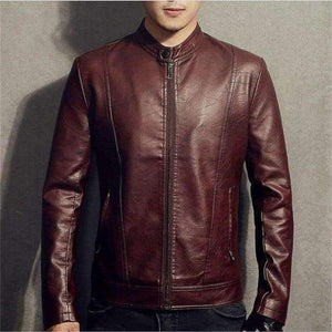 Planet Gates wine red / M New 2018 Winter Motorcycle Bomber Leather Jacket Men's Autumn Casual Business Slim Biker Faux Leather Jacket Men Outwear Coat
