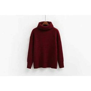 Planet Gates Wine red / One Size Winter Knitted Sweaters Women Fashion Turtleneck Pullover Sweater Female Casual All-match Jumper 8 Colors