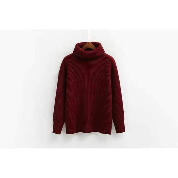 Planet Gates Wine red / One Size Winter Knitted Sweaters Women Fashion Turtleneck Pullover Sweater Female Casual All-match Jumper 8 Colors