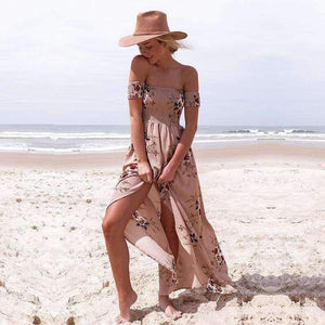 Planet Gates Wine red / S Off Shoulder Long Summer Dress Women 2018 Slash Neck Backless Boho Beach Sundress Female Sleeveless Sexy Floor Length Robe Femme