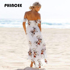 Planet Gates Wine red / S Off Shoulder Long Summer Dress Women 2018 Slash Neck Backless Boho Beach Sundress Female Sleeveless Sexy Floor Length Robe Femme