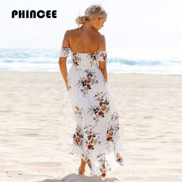 Planet Gates Wine red / S Off Shoulder Long Summer Dress Women 2018 Slash Neck Backless Boho Beach Sundress Female Sleeveless Sexy Floor Length Robe Femme