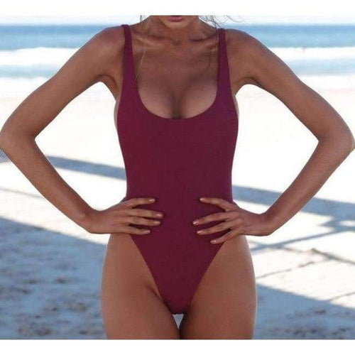Planet Gates wine red / S Sexy One Piece Swimsuit Solid Female Women Fused Swimwear Backless White Brazilian May Bather Monokini XL