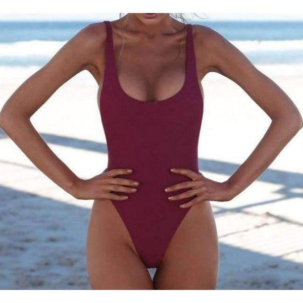 Planet Gates wine red / S Sexy One Piece Swimsuit Solid Female Women Fused Swimwear Backless White Brazilian May Bather Monokini XL