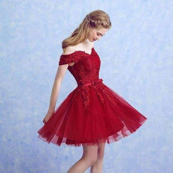 Planet Gates wine red short / 6 Boat Neck Beading with Appliques Long Evening Dresses Elegant Lace vestido de festa Banquet Party Prom dresses