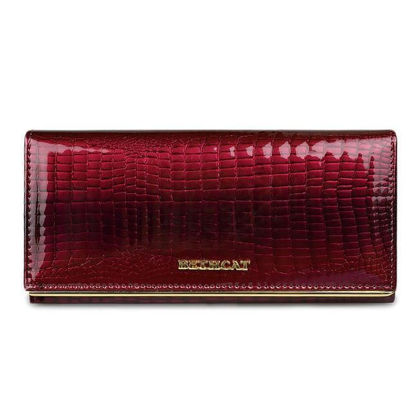 Planet Gates Wine red Women Wallet and Purses Genuine Leather Female Coin Card Holder Purse Ladies Money Bags Alligator Cow Wallets