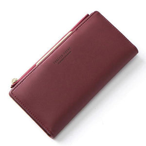 Planet Gates Wine Red Women Wallet Zipper Coin & Cell Phone Pocket Female Wallet Card Holder Ladies Red Clutch Purse High Quality