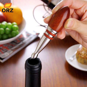 Wine Stopper Wooden And Stainless Steel Wine Cork Bottle Accessories Kitchen Bar Tools Case Good Gift - Planet Gates
