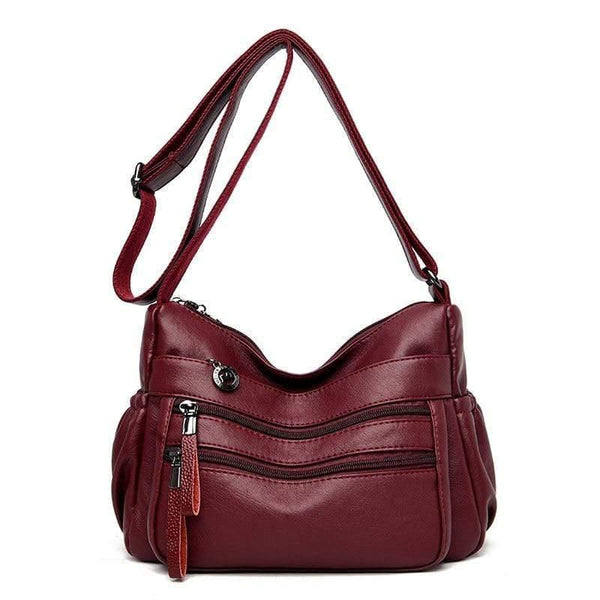 Quality Soft Leather Luxury Handbags Women Bags Designer Double Zippers Shoulder Crossbody