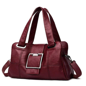 Vintage Plaid Women Leather Handbags Soft Leather Female Crossbody Shoulder Bags Designer Ladies