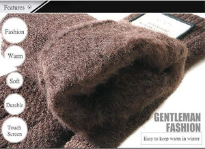 Planet Gates Winter Autumn Men Knitted Gloves Touch Screen High Quality Male Thicken Warm Wool Cashmere Solid Gloves Men Mitten Business