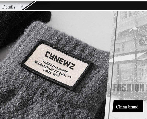 Planet Gates Winter Autumn Men Knitted Gloves Touch Screen High Quality Male Thicken Warm Wool Cashmere Solid Gloves Men Mitten Business