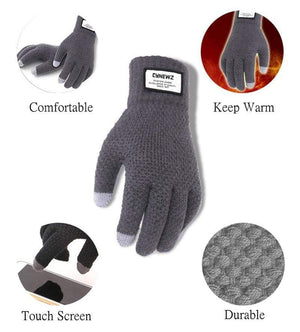 Planet Gates Winter Autumn Men Knitted Gloves Touch Screen High Quality Male Thicken Warm Wool Cashmere Solid Gloves Men Mitten Business
