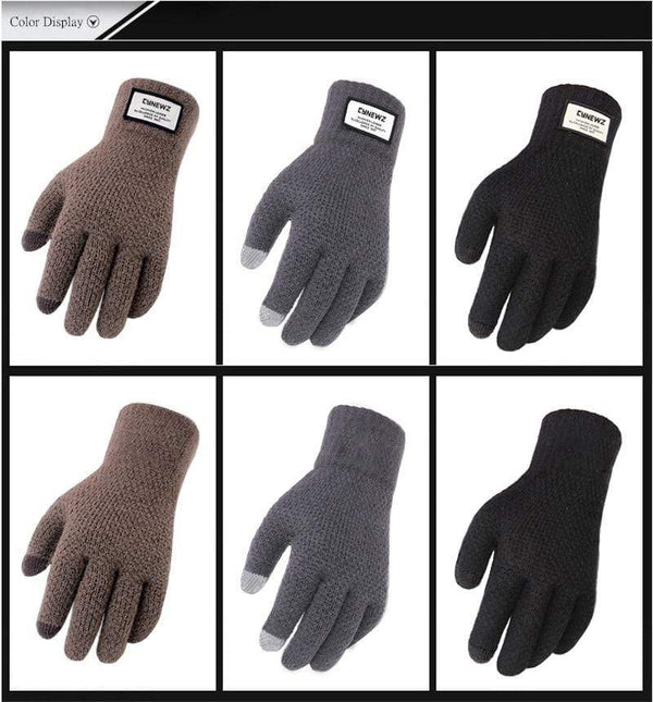 Planet Gates Winter Autumn Men Knitted Gloves Touch Screen High Quality Male Thicken Warm Wool Cashmere Solid Gloves Men Mitten Business