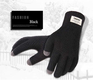 Planet Gates Winter Autumn Men Knitted Gloves Touch Screen High Quality Male Thicken Warm Wool Cashmere Solid Gloves Men Mitten Business