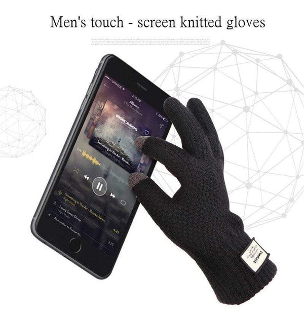 Planet Gates Winter Autumn Men Knitted Gloves Touch Screen High Quality Male Thicken Warm Wool Cashmere Solid Gloves Men Mitten Business
