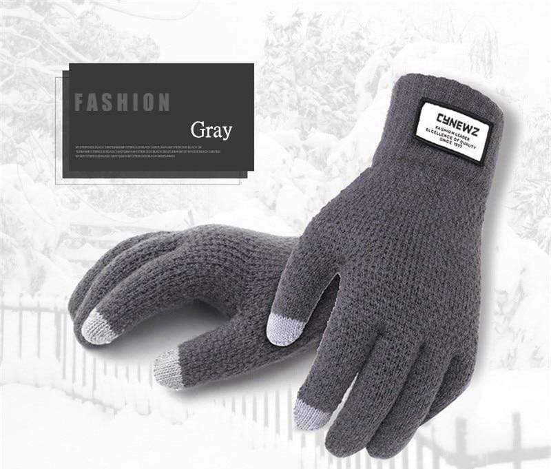 Planet Gates Winter Autumn Men Knitted Gloves Touch Screen High Quality Male Thicken Warm Wool Cashmere Solid Gloves Men Mitten Business