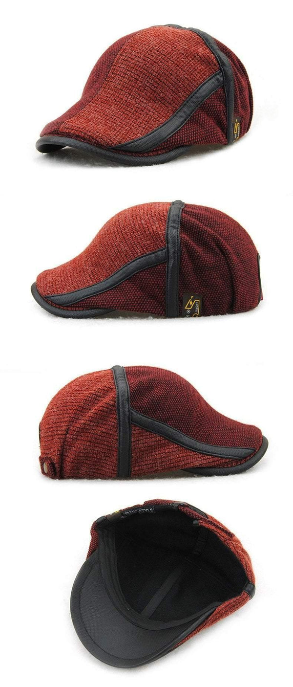 Planet Gates Winter Elderly Men Hat Newsboy Cap Flat Beret Cap For Male Thick Wool Beret Peaked Hats