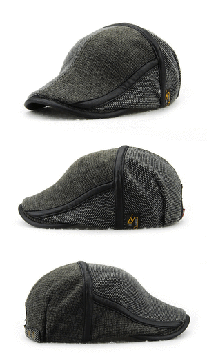Planet Gates Winter Elderly Men Hat Newsboy Cap Flat Beret Cap For Male Thick Wool Beret Peaked Hats