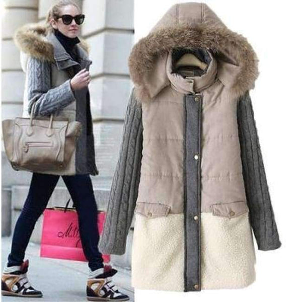 Planet Gates Winter jacket women 2018 Female Hooded knitting sleeve Down Jacket Warm Winter Slim Parkas Ladies Coat  Winte Plus Size