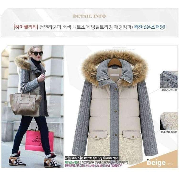 Planet Gates Winter jacket women 2018 Female Hooded knitting sleeve Down Jacket Warm Winter Slim Parkas Ladies Coat  Winte Plus Size