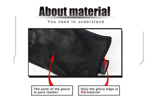 Planet Gates Winter men deer skin leather gloves male warm soft black sewing design men mittens imitate rabbit hair 70% wool lining-07