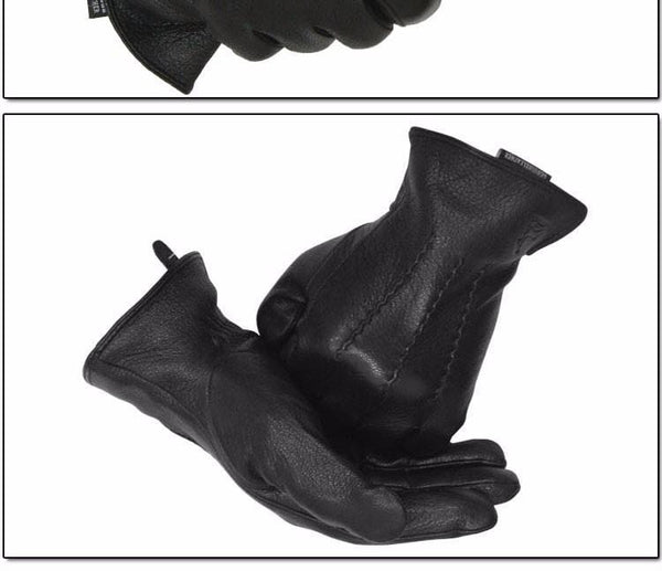 Planet Gates Winter men deer skin leather gloves male warm soft black sewing design men mittens imitate rabbit hair 70% wool lining-07