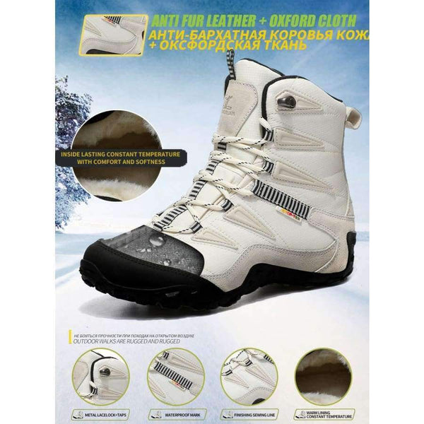 Planet Gates Winter Men Hiking Shoes Wool Lining Snow Boots Outdoor Hunting Boots Waterproof Mountaine Shoes Men Climbing Shoes man