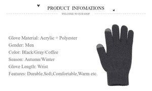 Planet Gates Winter Men Knitted Gloves Touch Screen High Quality Male Mitten Thicken Warm Wool Cashmere Solid Men Business Gloves Autumn