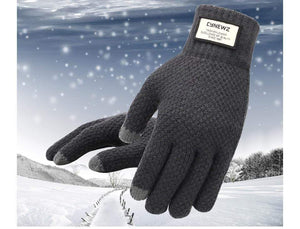 Planet Gates Winter Men Knitted Gloves Touch Screen High Quality Male Mitten Thicken Warm Wool Cashmere Solid Men Business Gloves Autumn