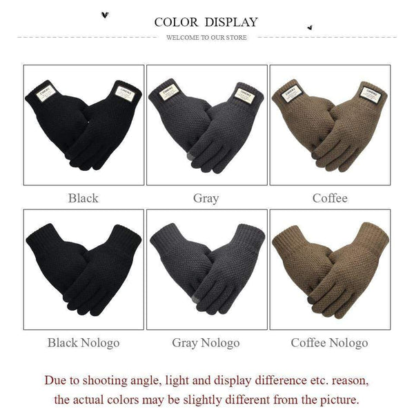 Planet Gates Winter Men Knitted Gloves Touch Screen High Quality Male Mitten Thicken Warm Wool Cashmere Solid Men Business Gloves Autumn