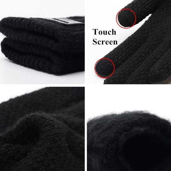 Planet Gates Winter Men Knitted Gloves Touch Screen High Quality Male Mitten Thicken Warm Wool Cashmere Solid Men Business Gloves Autumn