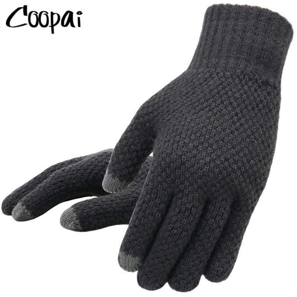 Planet Gates Winter Men Knitted Gloves Touch Screen High Quality Male Mitten Thicken Warm Wool Cashmere Solid Men Business Gloves Autumn