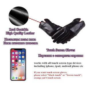 Planet Gates Winter Men's Genuine Leather Gloves  New Brand Touch Screen Gloves Fashion Warm Black Gloves Goatskin Mittens GSM012