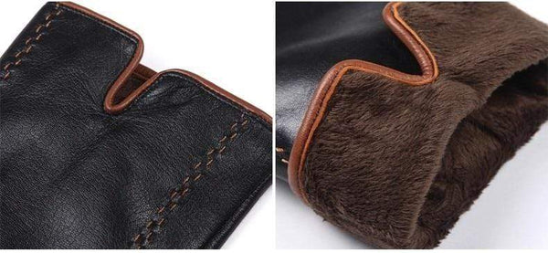 Planet Gates Winter Men's Genuine Leather Gloves  New Brand Touch Screen Gloves Fashion Warm Black Gloves Goatskin Mittens GSM012