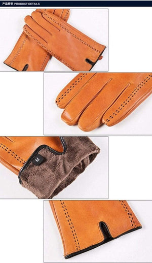 Planet Gates Winter Men's Genuine Leather Gloves  New Brand Touch Screen Gloves Fashion Warm Black Gloves Goatskin Mittens GSM012