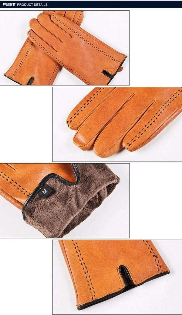 Planet Gates Winter Men's Genuine Leather Gloves  New Brand Touch Screen Gloves Fashion Warm Black Gloves Goatskin Mittens GSM012