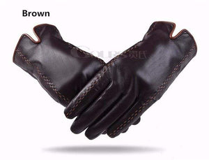 Planet Gates Winter Men's Genuine Leather Gloves  New Brand Touch Screen Gloves Fashion Warm Black Gloves Goatskin Mittens GSM012