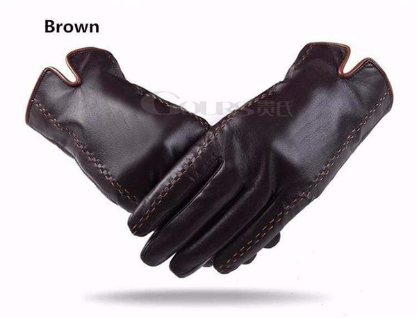 Planet Gates Winter Men's Genuine Leather Gloves  New Brand Touch Screen Gloves Fashion Warm Black Gloves Goatskin Mittens GSM012
