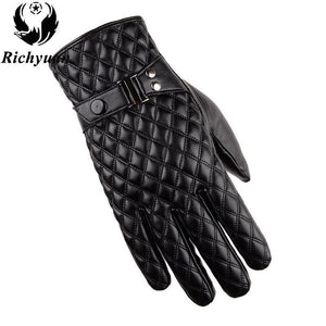 Planet Gates Winter Men's  Leather Gloves  New Brand Touch Screen Gloves Fashion Warm Black Gloves